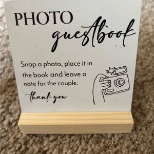 Wedding Photo Guestbook Sign with Wooden Stand